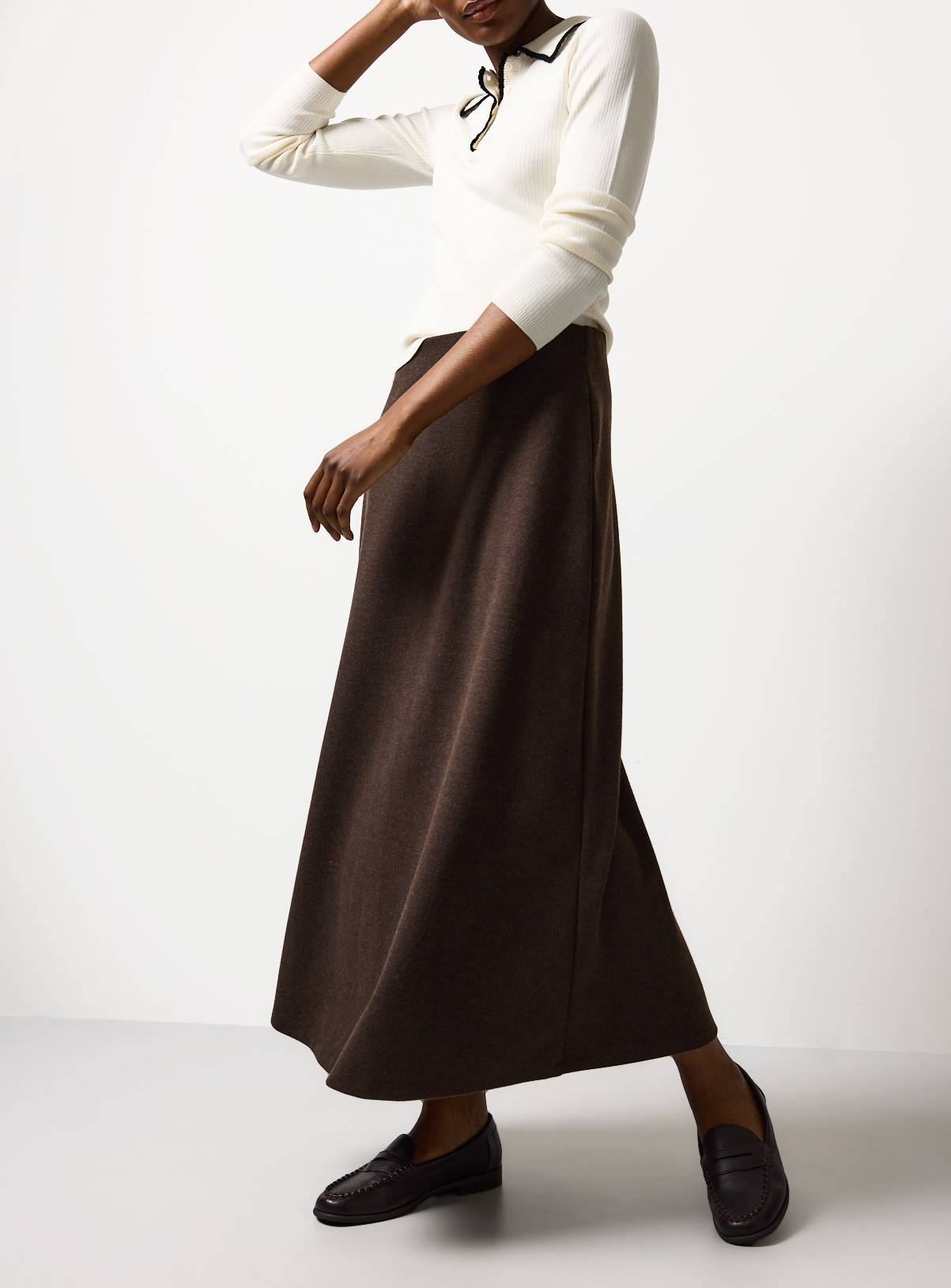 Brown Compact Jersey Full Maxi Skirt 20 - Image 1