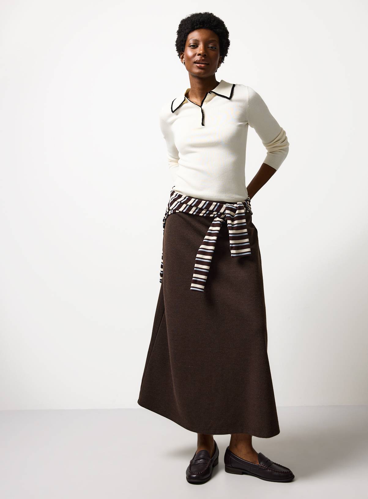 Brown Compact Jersey Full Maxi Skirt 20 - Image 2