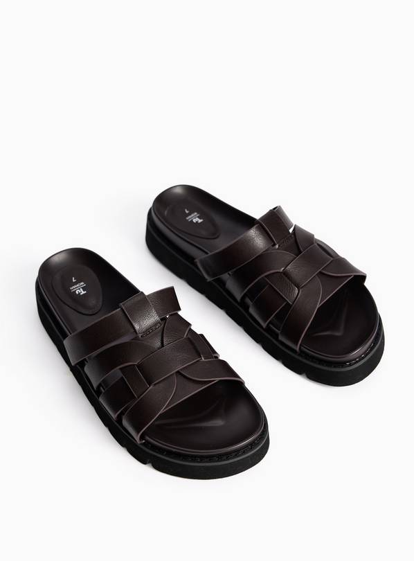 Brown Velcro Cage Footbed Sandals 6