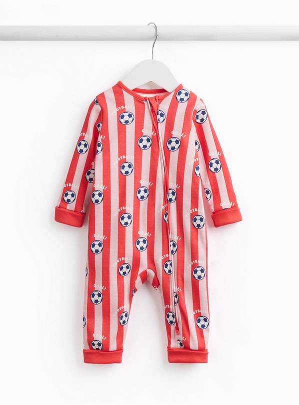 Red Stripe Football Print Sleepsuit 18-24 months