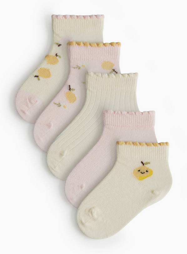 Lemon Print Ankle Socks 5 Pack 6-12 months