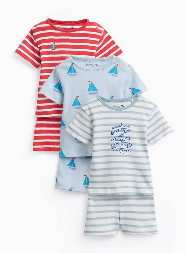 Sailor Print Shortie Pyjamas 3 Pack 6-9 months
