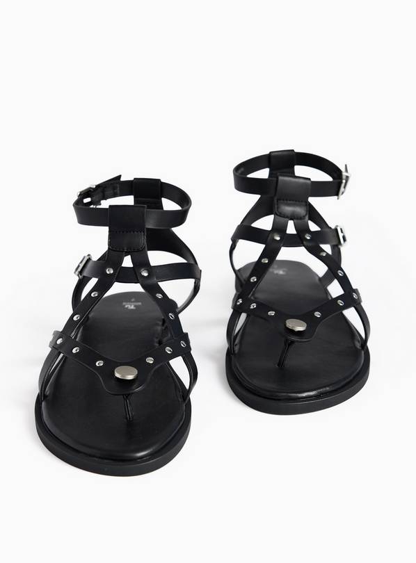 Black Studded Gladiator Sandals 7