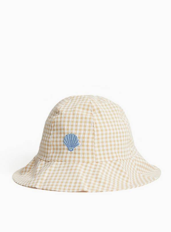 Yellow Gingham Shell Motif Bucket Hat 6-12 months