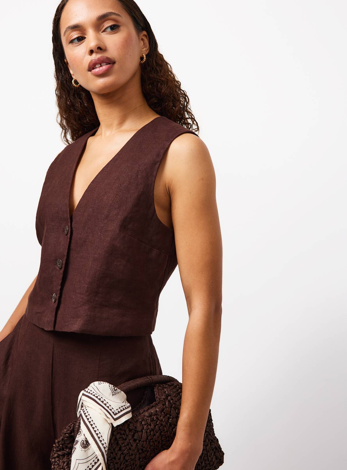 Brown Linen Waistcoat 18 - Image 1