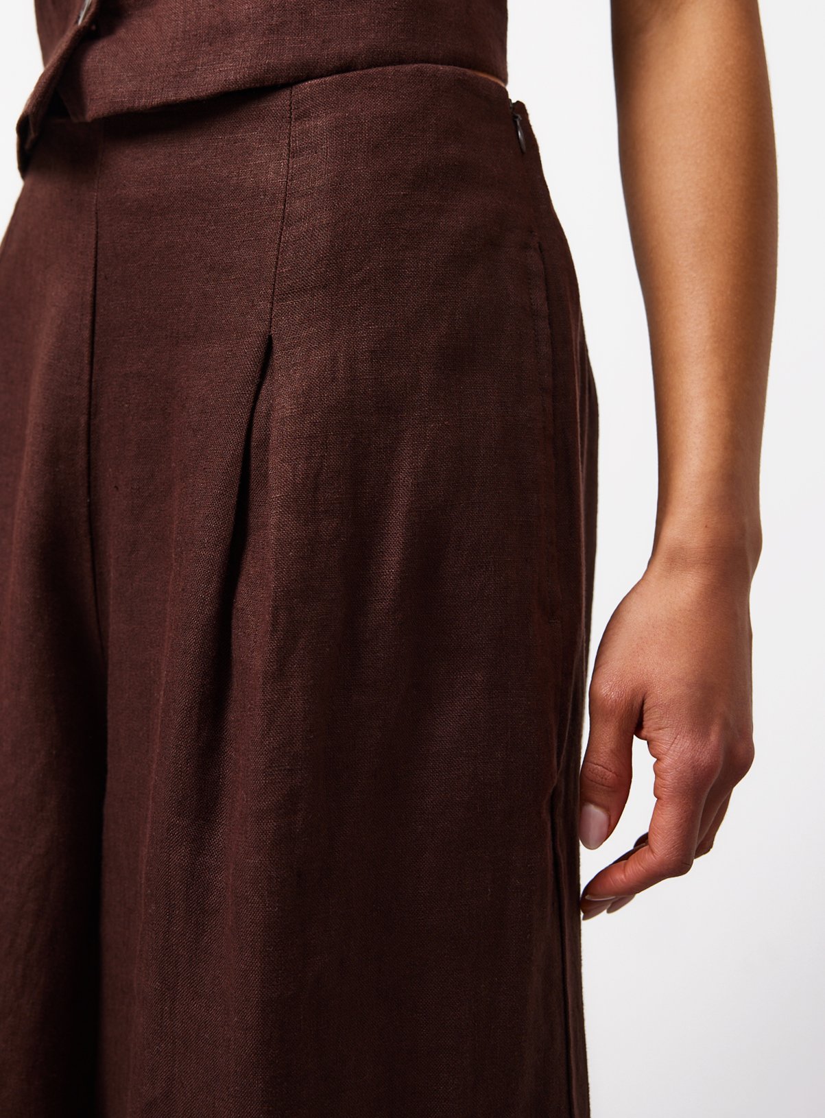 Brown Pure Linen Palazzo Trousers 14L - Image 3 thumbnail