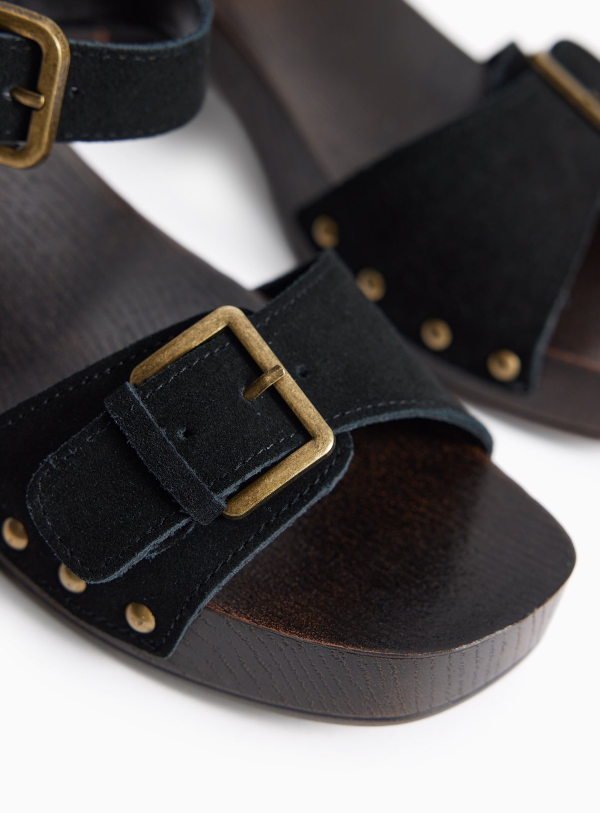 Black Wood Effect Two Part Clog Sandals 8 - Image 3 thumbnail
