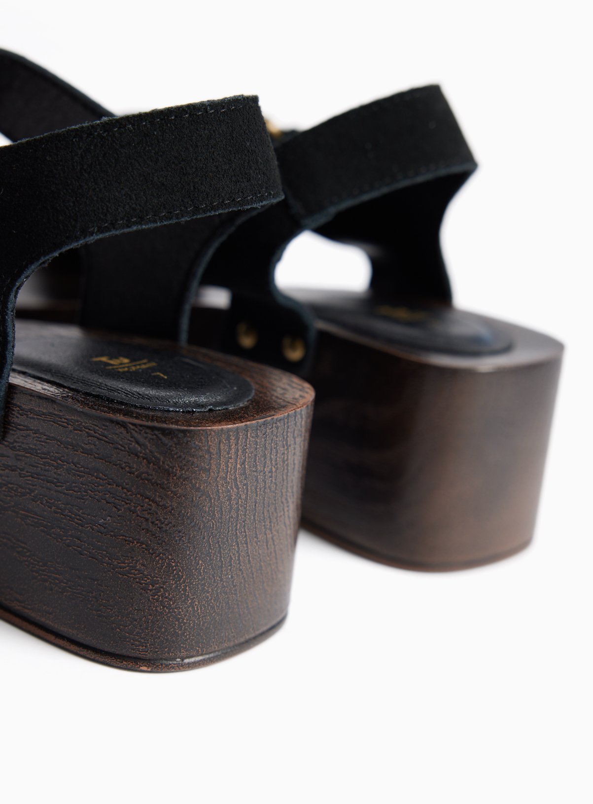 Black Wood Effect Two Part Clog Sandals 8 - Image 4 thumbnail