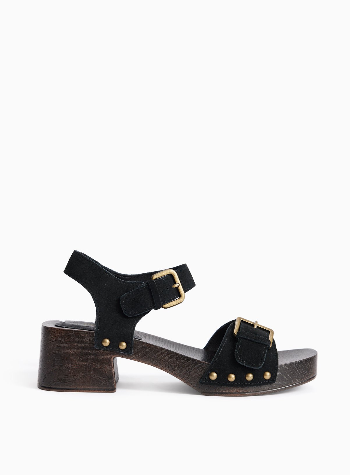 Black Wood Effect Two Part Clog Sandals 5 - Image 1 thumbnail