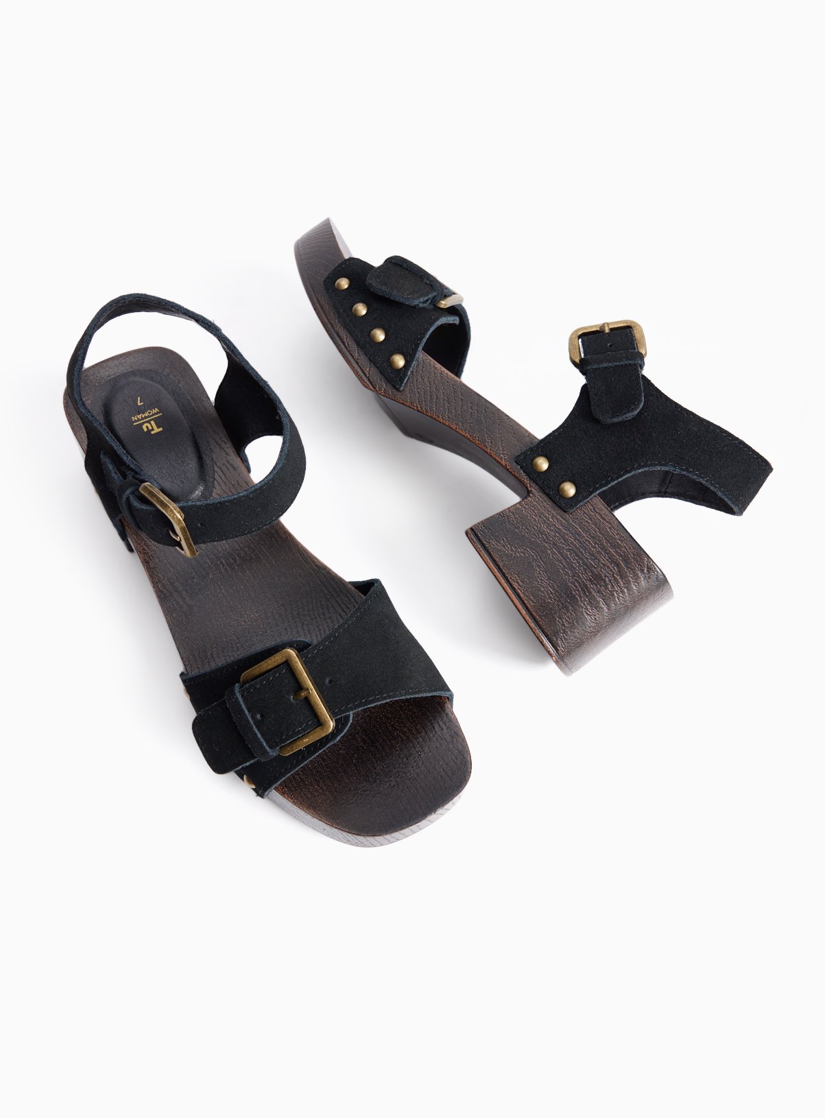 Black Wood Effect Two Part Clog Sandals 5 - Image 2 thumbnail