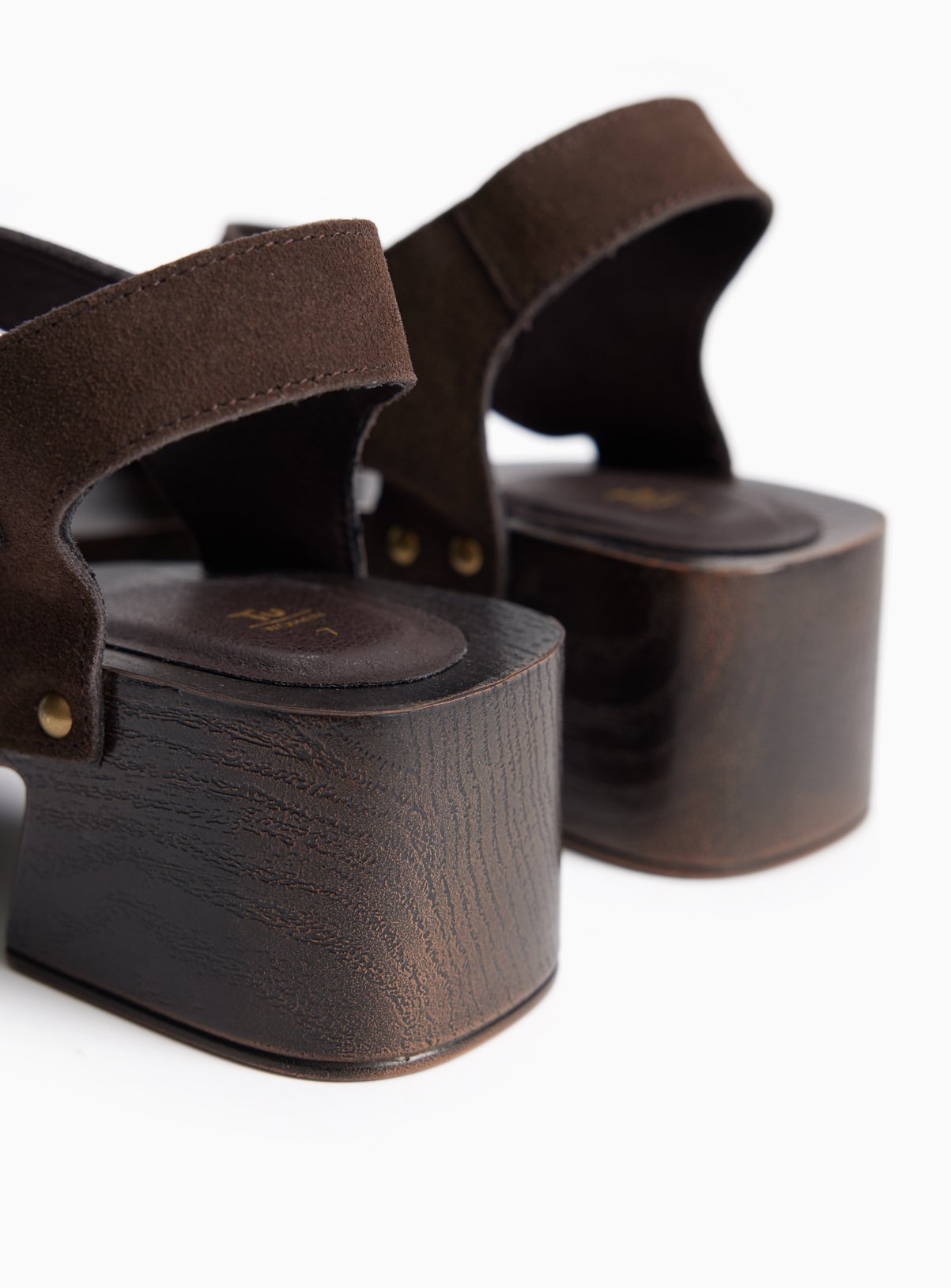 Brown Wood Effect Two Part Clog Sandals 3 - Image 4 thumbnail