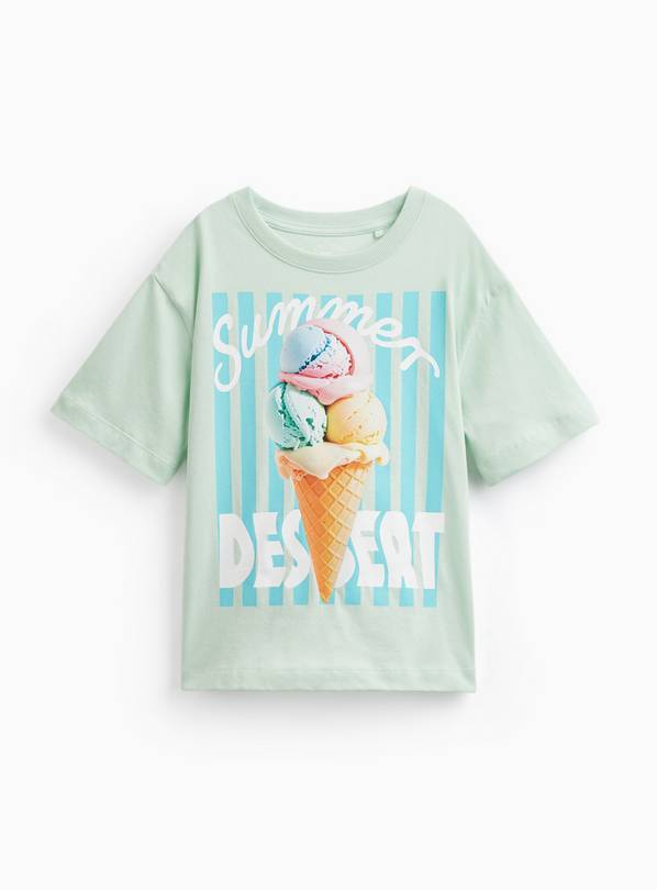 Turquoise Summer Dessert Print Short Sleeve T-Shirt 9 years
