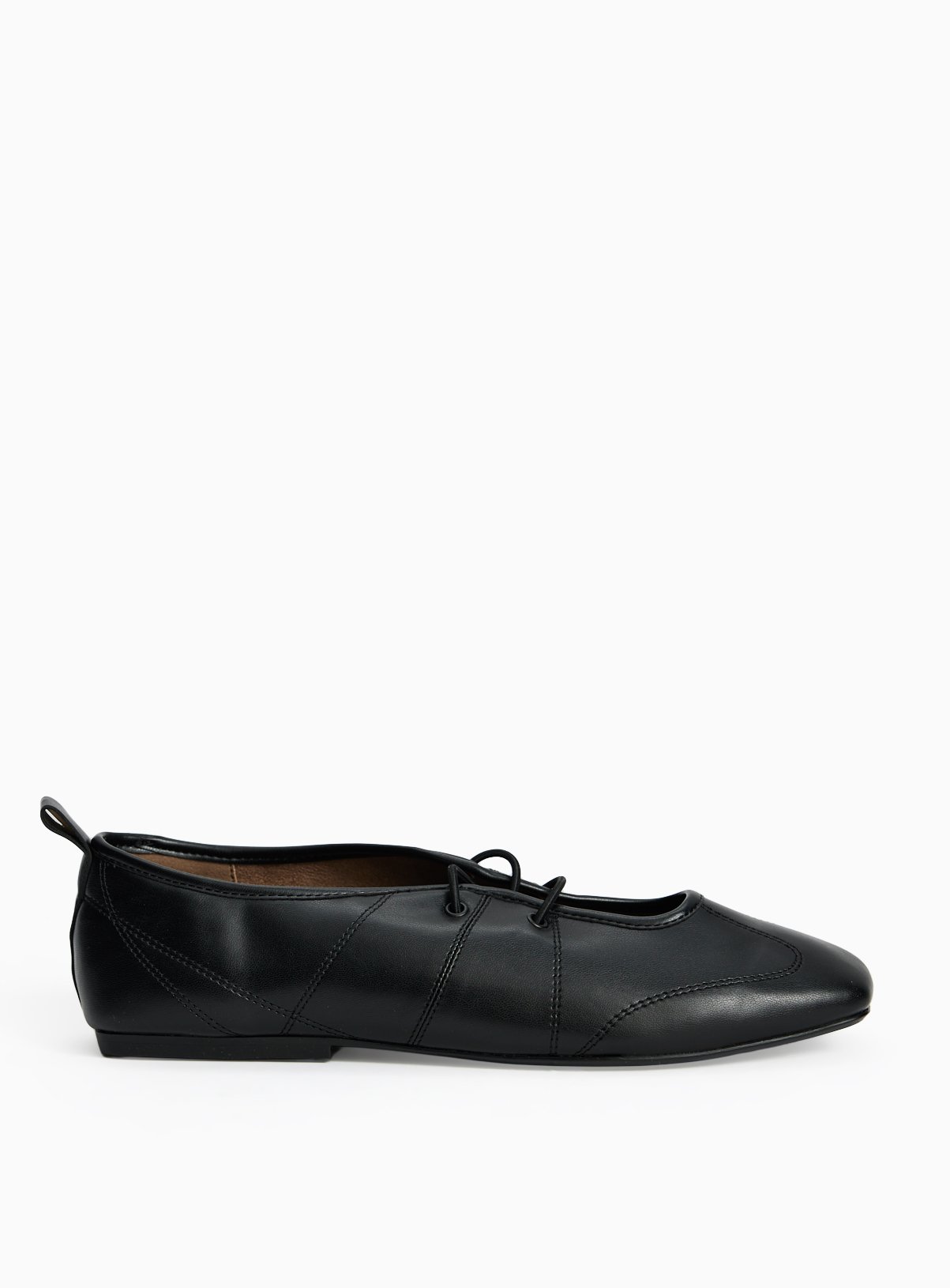 Black Sporty Style Laced Ballerina Shoes 6 - Image 1 thumbnail