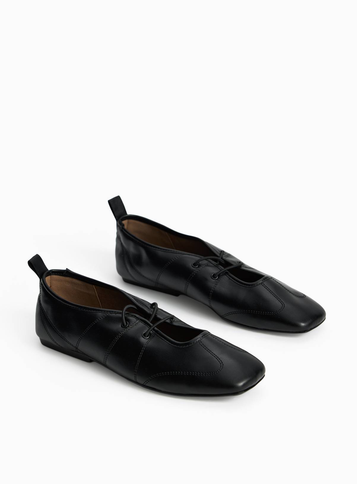 Black Sporty Style Laced Ballerina Shoes 6 - Image 2