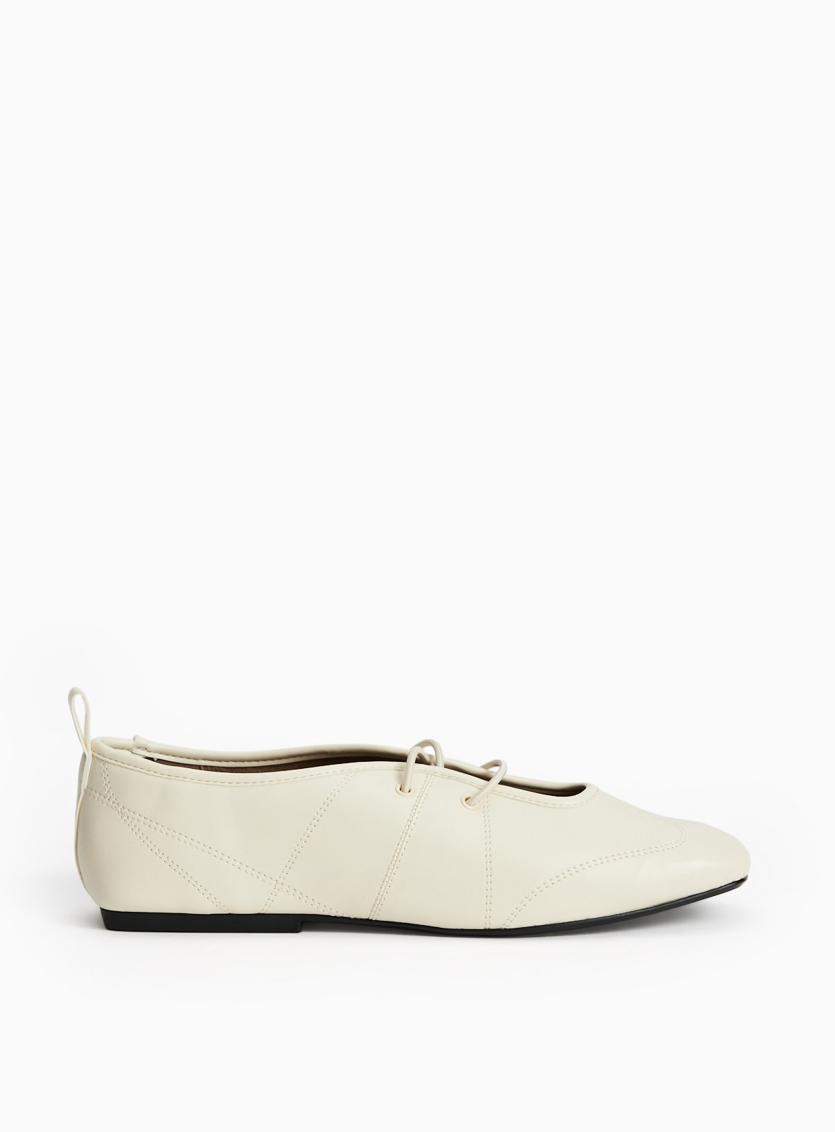 Cream Sporty Style Laced Ballerina Shoes 4 - Image 3 thumbnail
