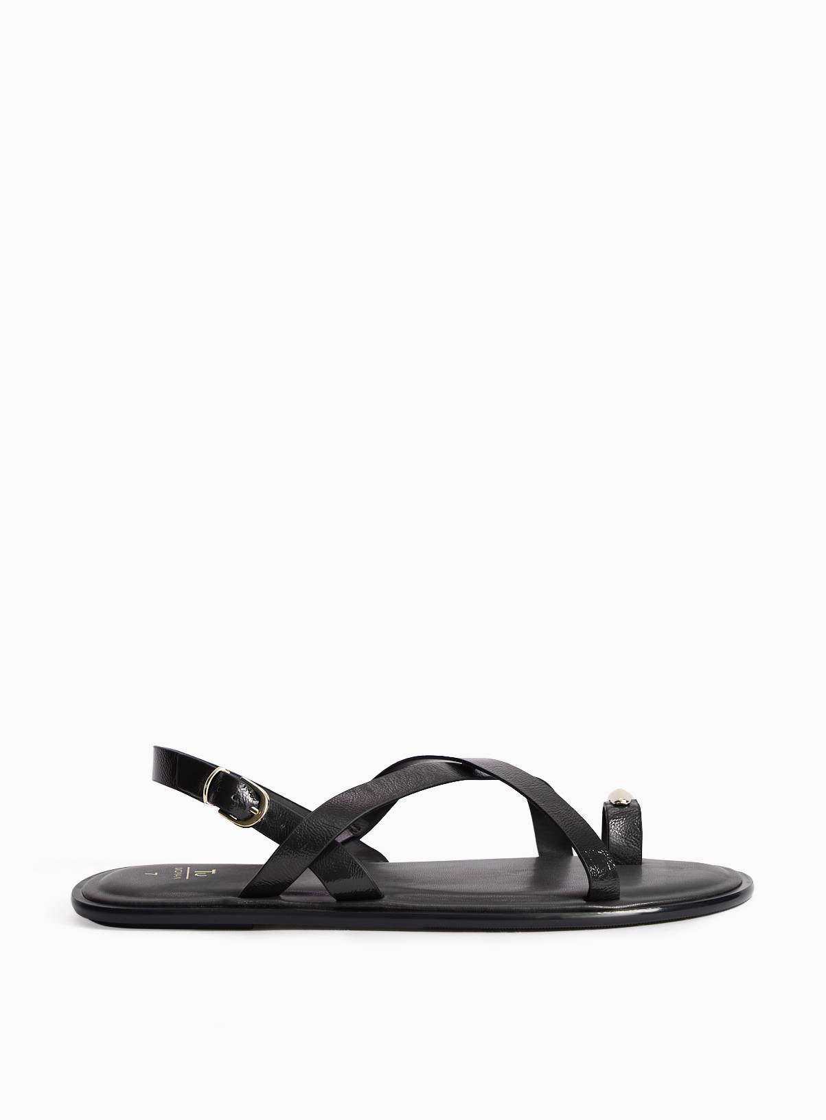 Black Toe Ring Detail Strappy Sandals 3 - Image 2