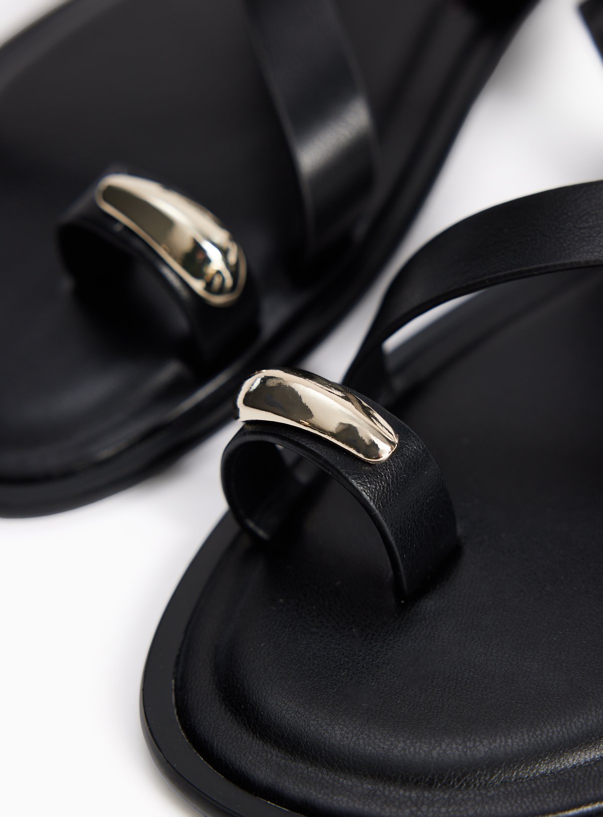 Black Toe Ring Detail Strappy Sandals 3 - Image 3 thumbnail