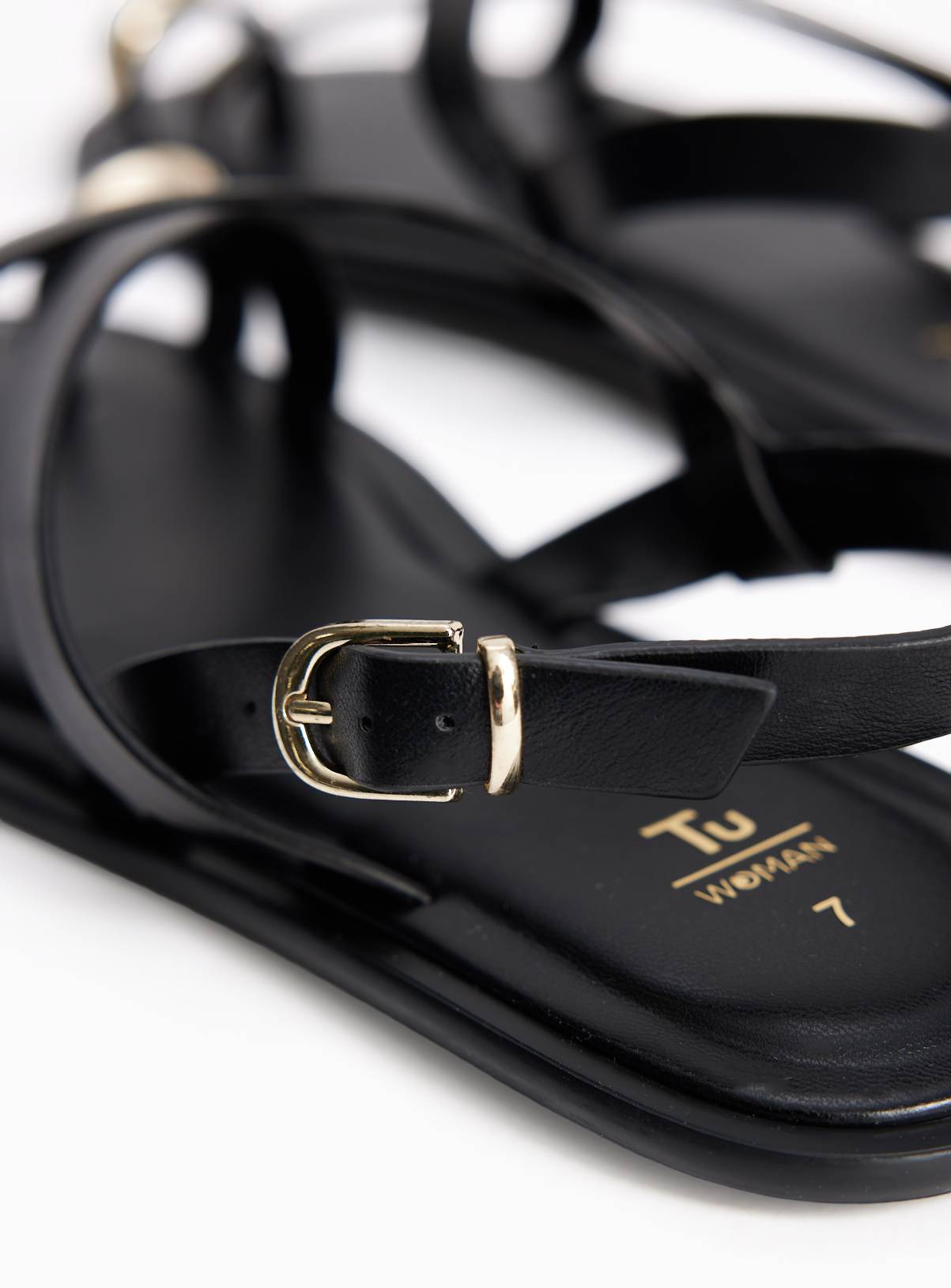 Black Toe Ring Detail Strappy Sandals 3 - Image 4