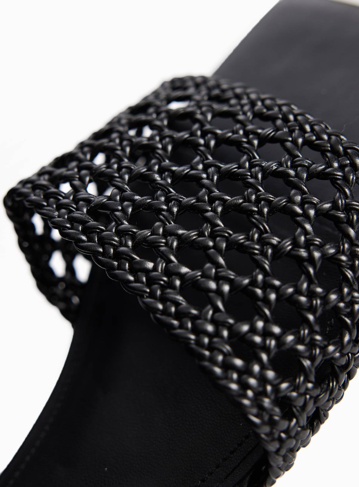 Black Lattice Detail Mule Sandals 6 - Image 1