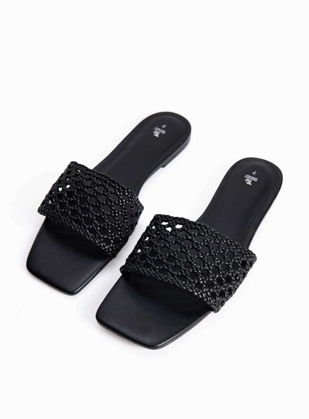Black Lattice Detail Mule Sandals 6 - Image 2