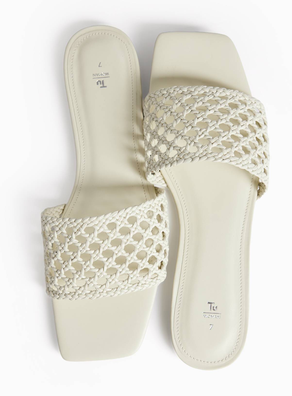 Cream Lattice Detail Mule Sandals 8 - Image 1