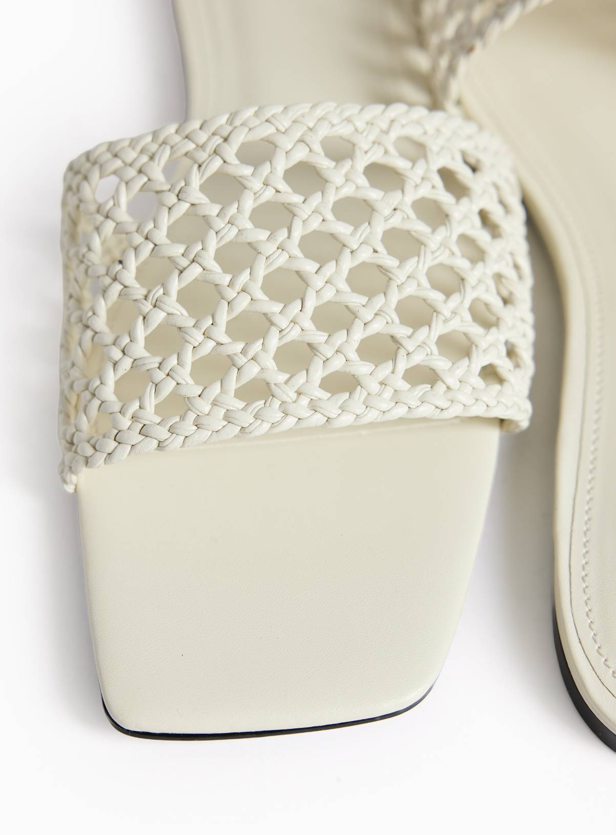 Cream Lattice Detail Mule Sandals 8 - Image 3