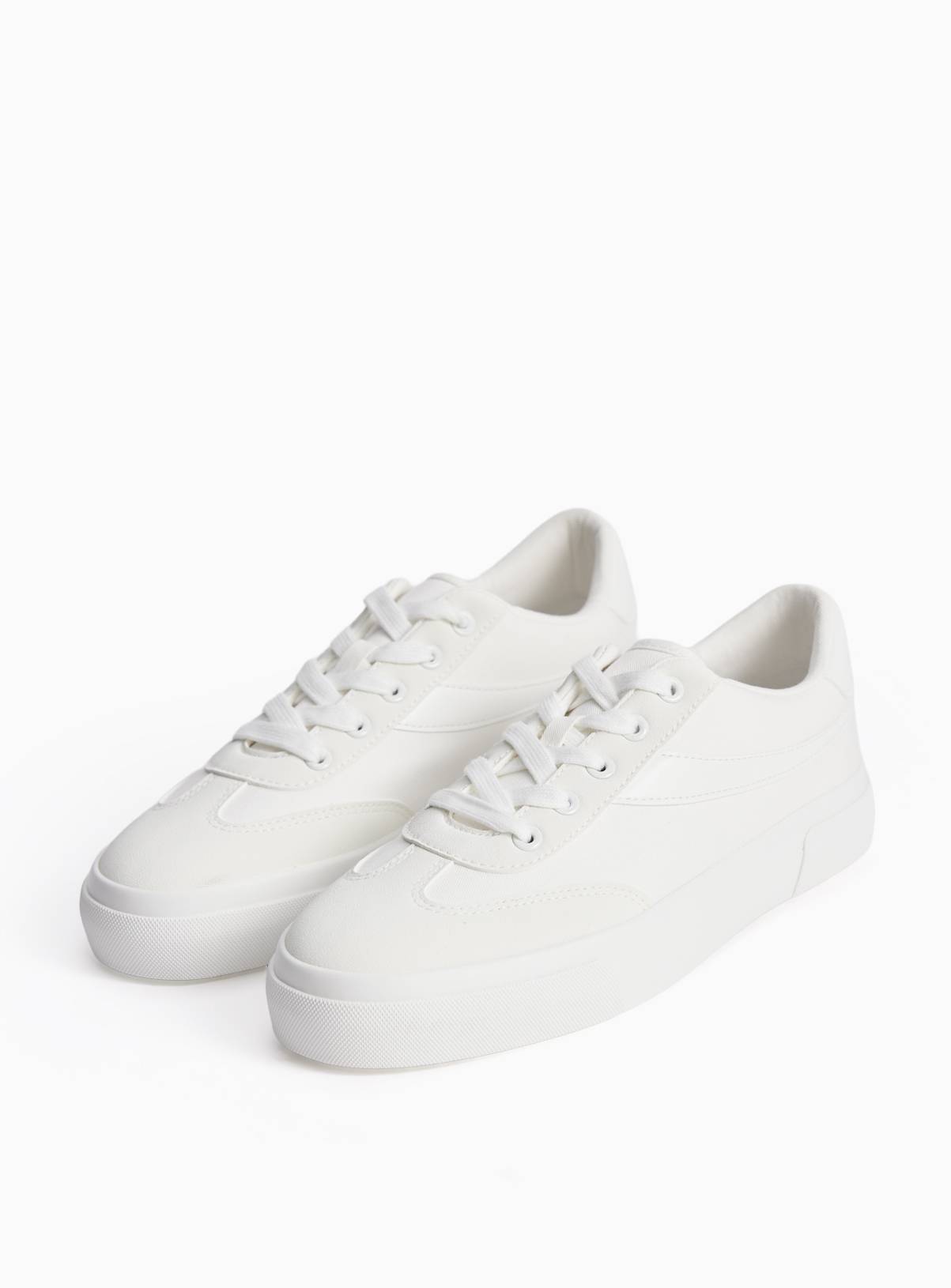 White Chunky Canvas Trainers 3 - Image 1
