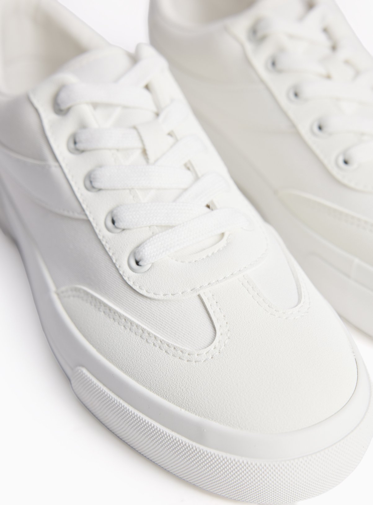 White Chunky Canvas Trainers 3 - Image 3 thumbnail