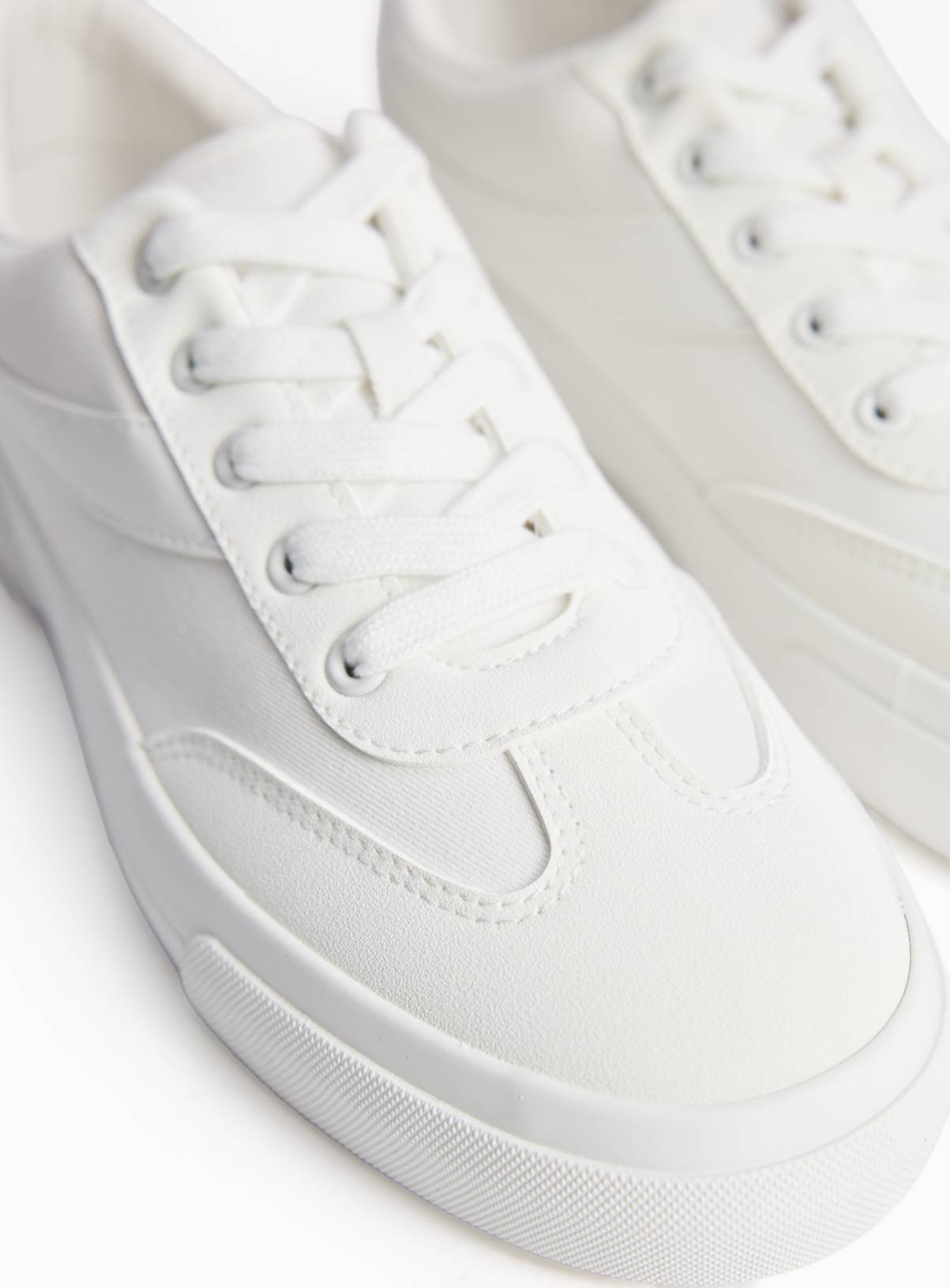 White Chunky Canvas Trainers 3 - Image 3