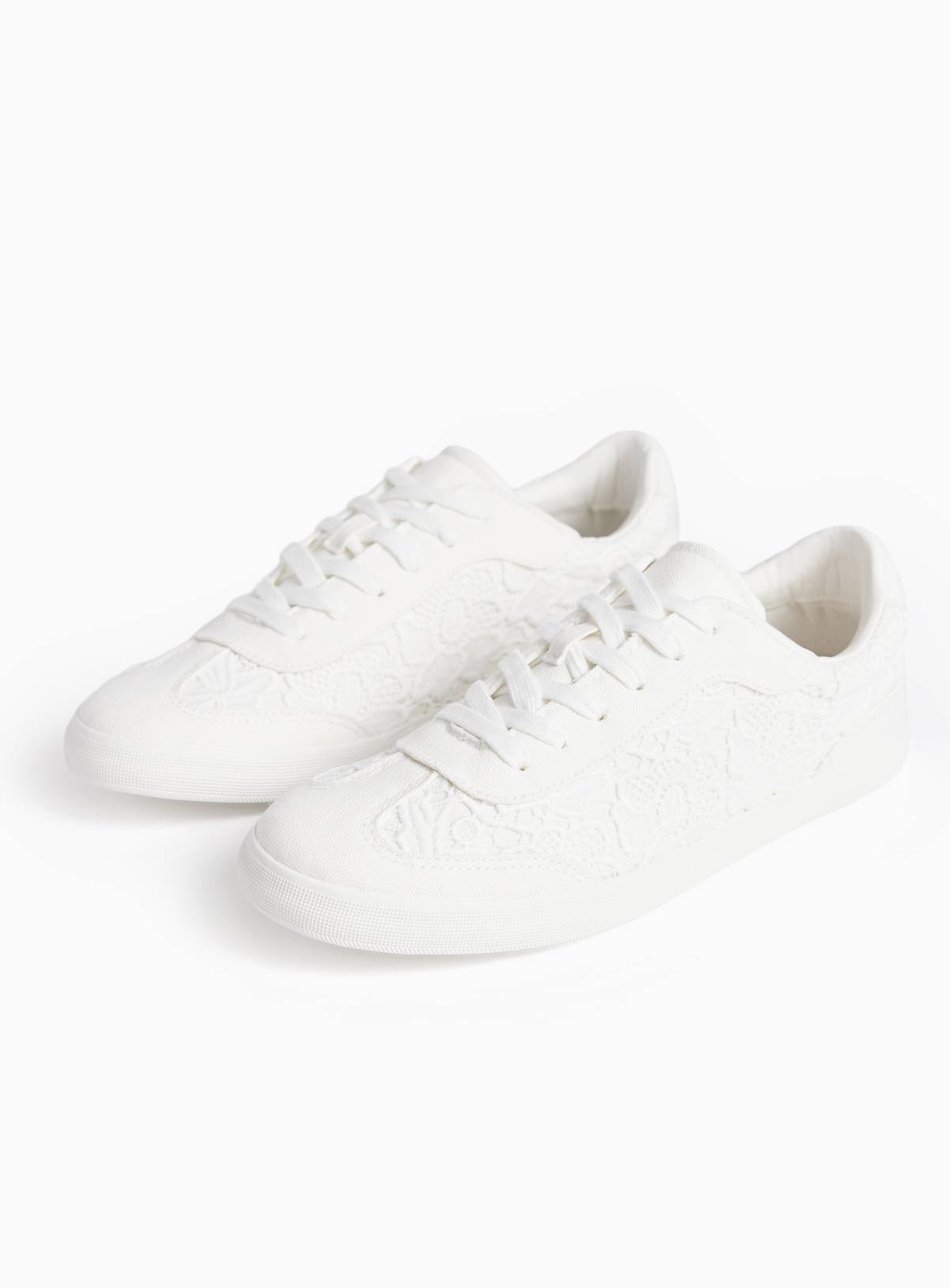 Cream Floral Lace Detail Trainers 8 - Image 1