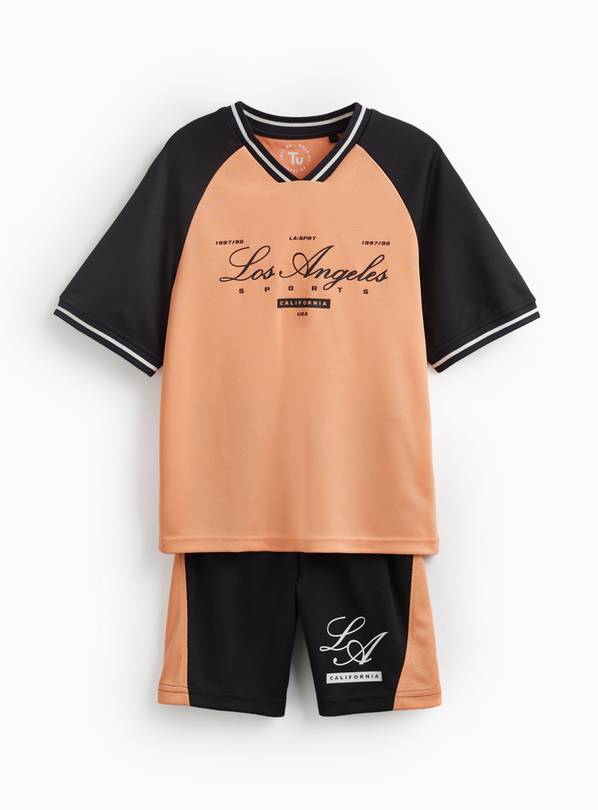 Pink Los Angeles Print Football Style T-Shirt & Shorts Set 10 years