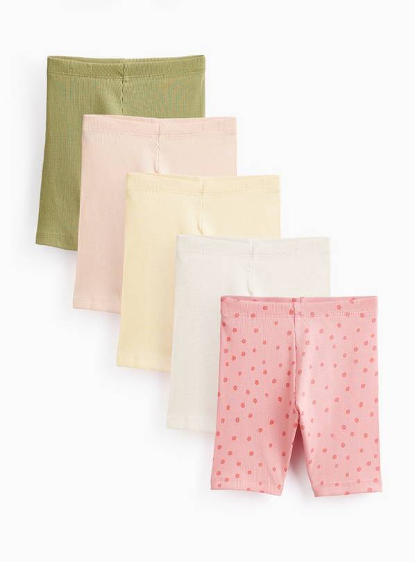 Plain & Polka Dot Prints Cycle Shorts 5 Pack 5-6 years