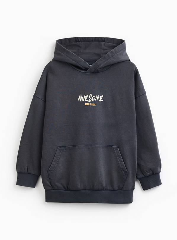 Charcoal Acid Wash Awesome Graphic Print Hoodie 5 years