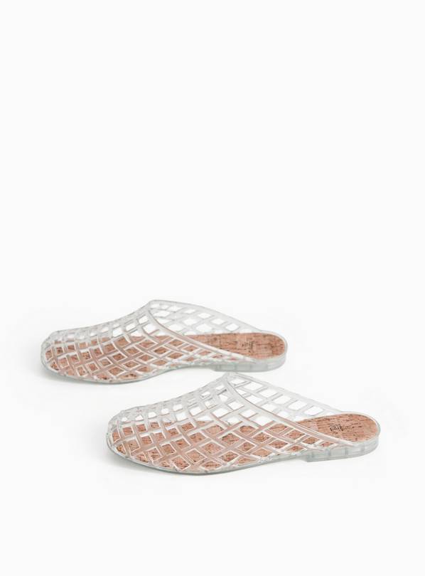 White Jelly Mule Sandals 7