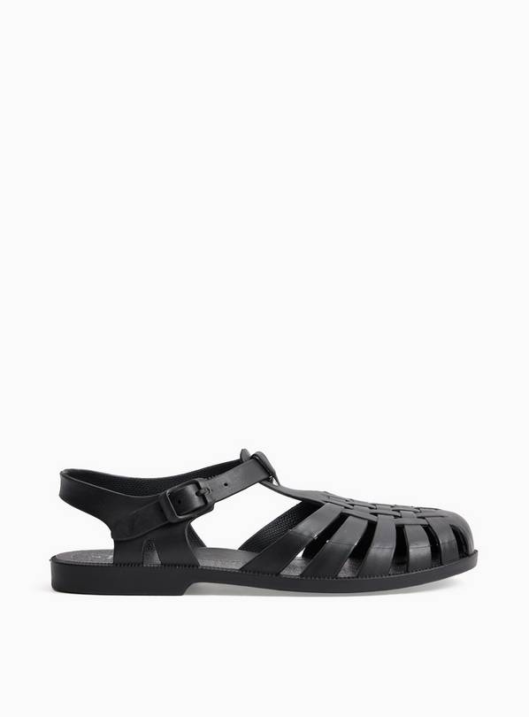 Black Jelly Fisherman Style Sandals 3