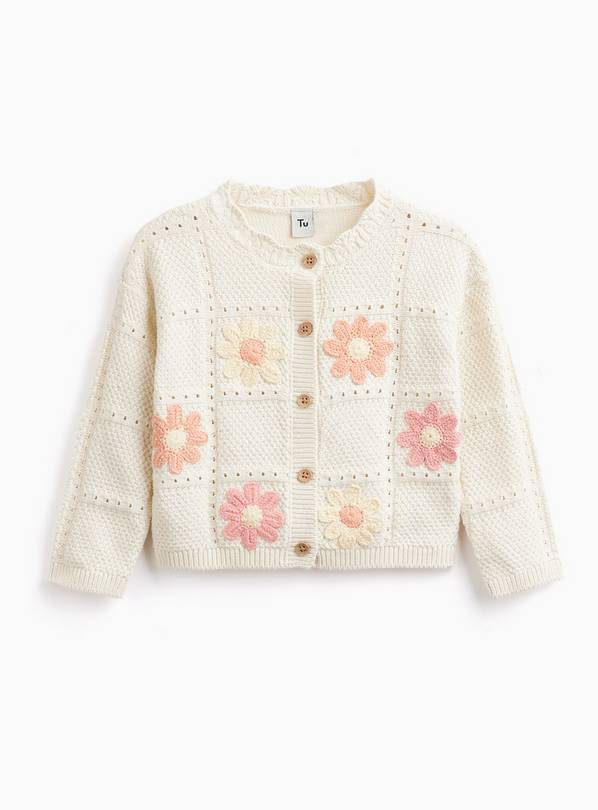 Cream Crochet Floral Detail Cardigan 1-2 years