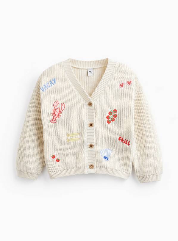 Cream Icons Embroidered Cardigan 1-2 years