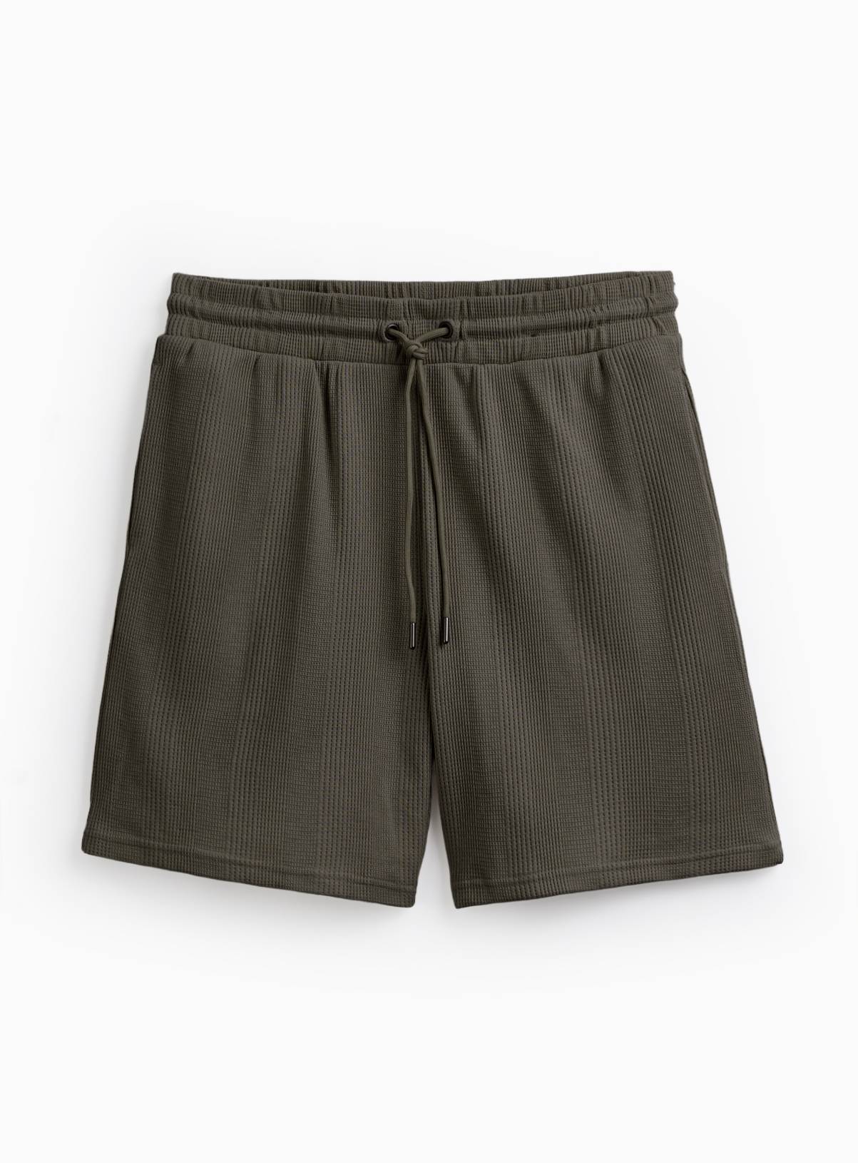 Khaki Textured Co-ord Shorts L - Image 3