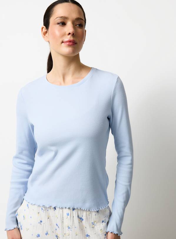 Blue Ribbed Long Sleeve Co-ord Pyjama Top XXL