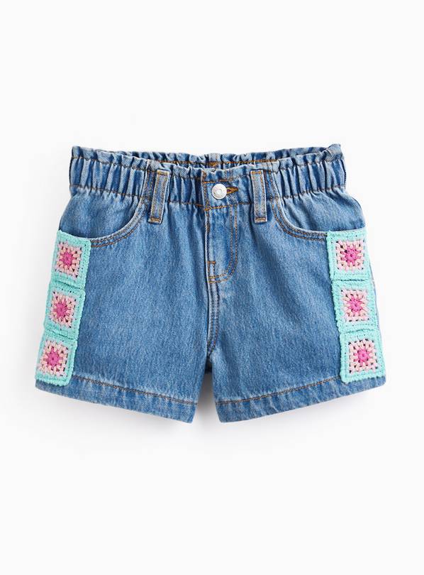 Blue Denim Crochet Detail Shorts 6-7 years