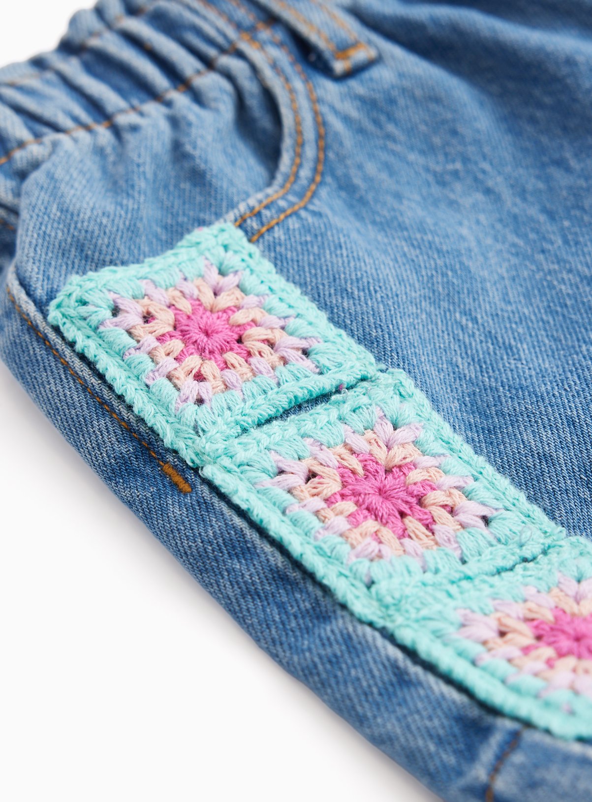 Blue Denim Crochet Detail Shorts 1-2 years - Image 2 thumbnail