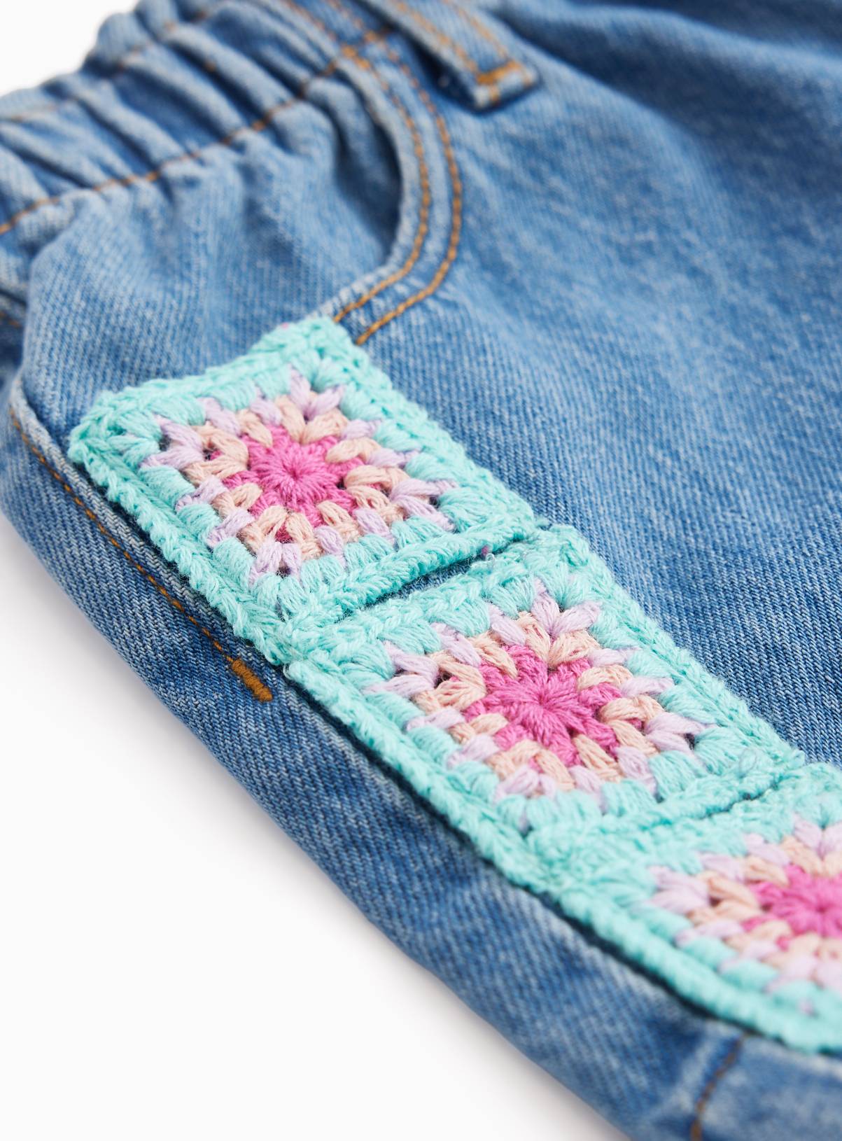 Blue Denim Crochet Detail Shorts 1-2 years - Image 2