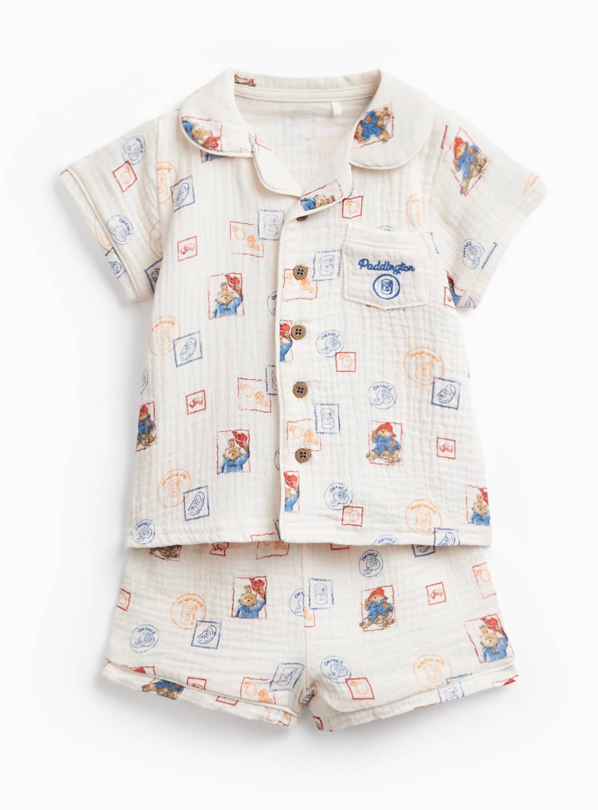 White Paddington Print Shortie Traditional Pyjamas 3-6 months - Image 1