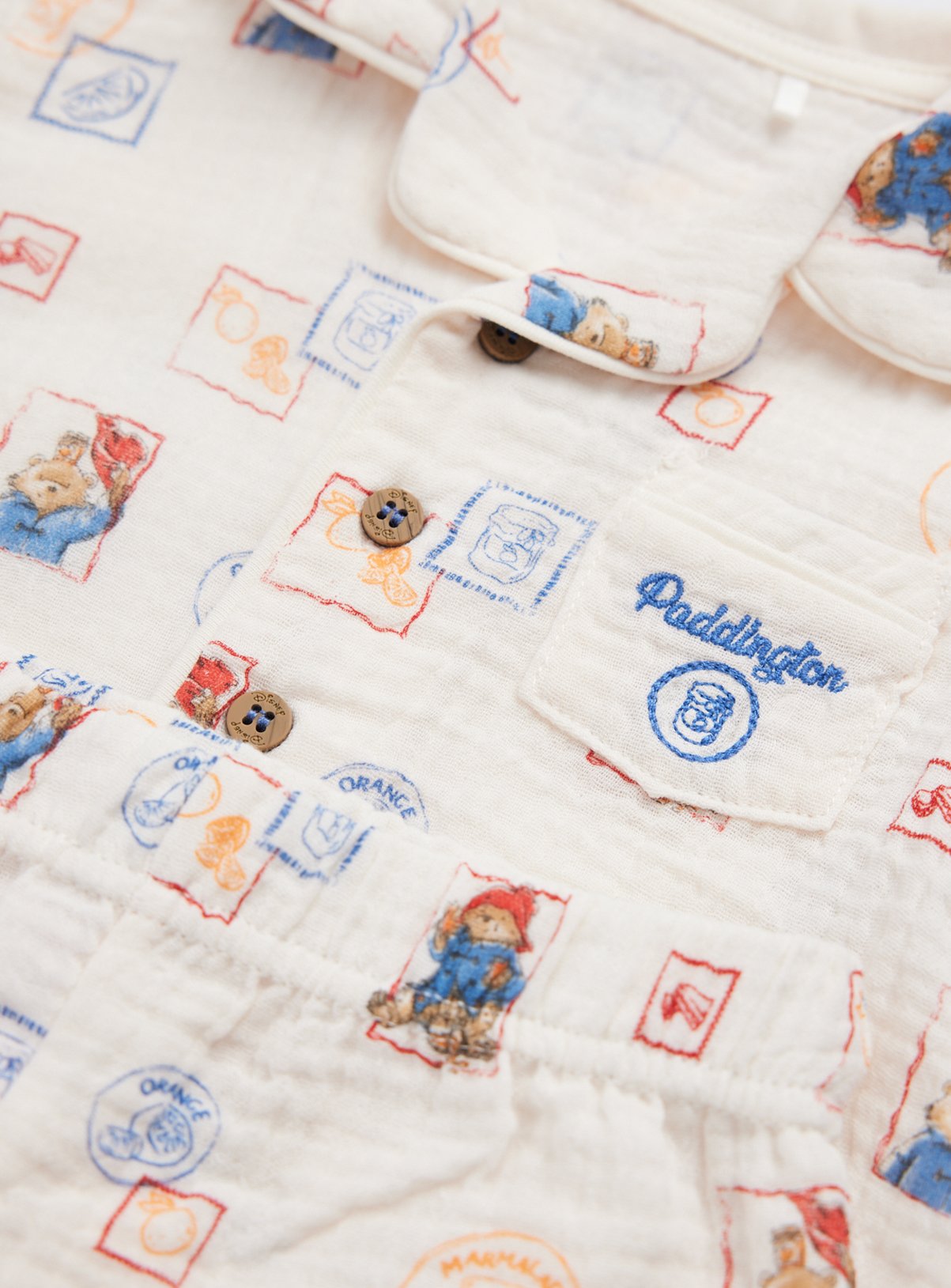 White Paddington Print Shortie Traditional Pyjamas 3-6 months - Image 2 thumbnail