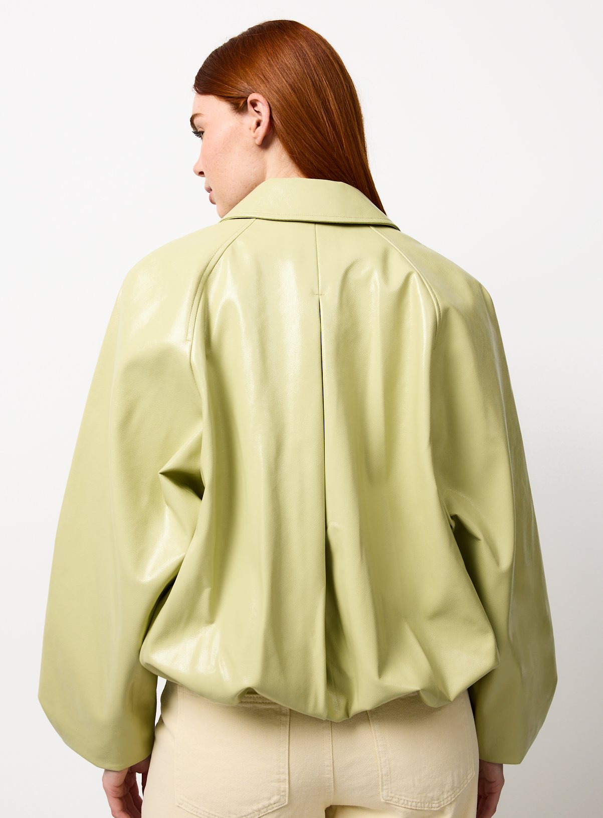 Pistachio PU Bubble Hem Jacket XL - Image 4 thumbnail