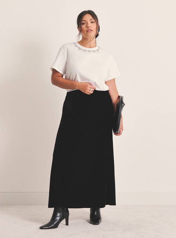SIMPLY BE Velour Midaxi Skirt 30