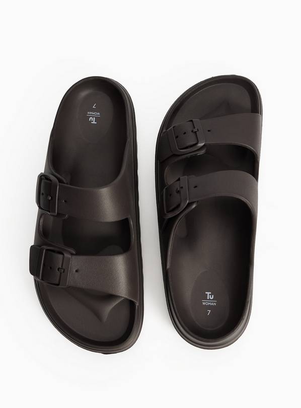 Brown Two Strap Chunky EVA Sliders. 4