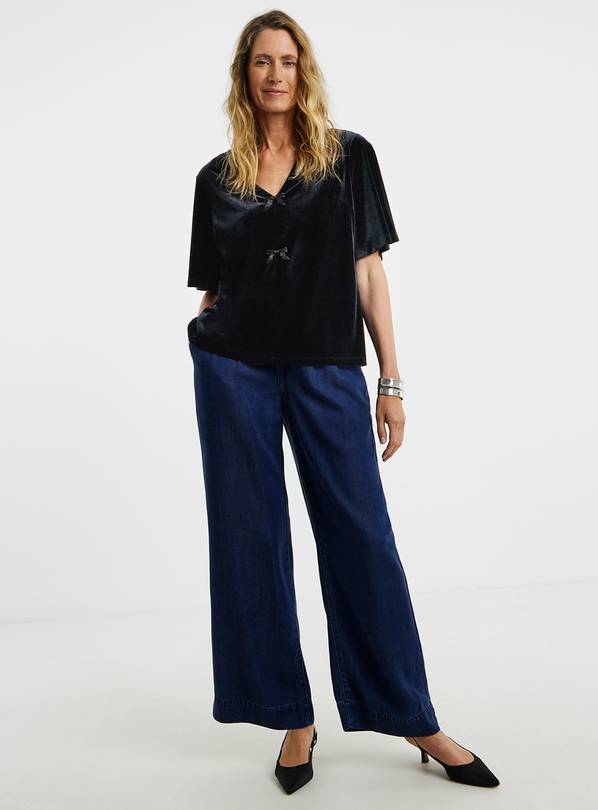 JD WILLIAMS Velvet Bow Front Angel Sleeve Top 30