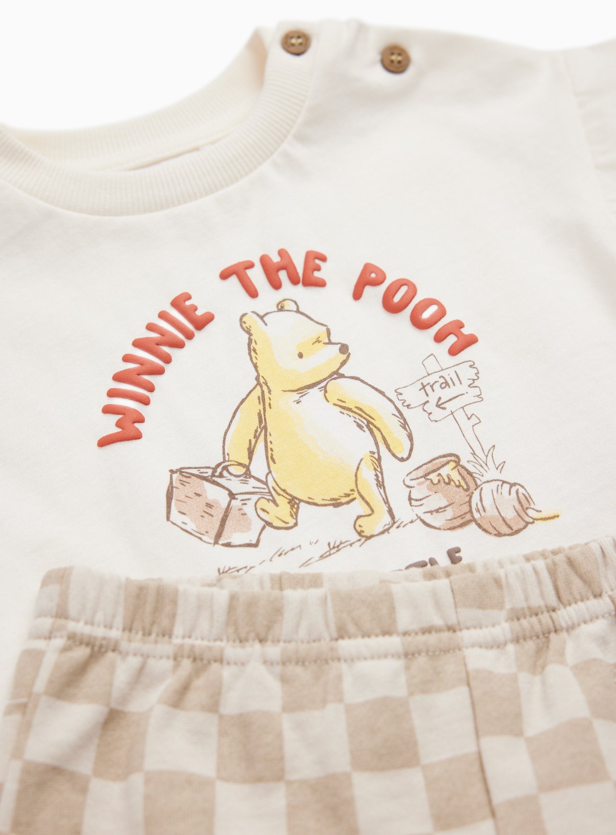 Cream Winnie The Pooh Print T-Shirt & Shorts Set 3-6 months - Image 2 thumbnail