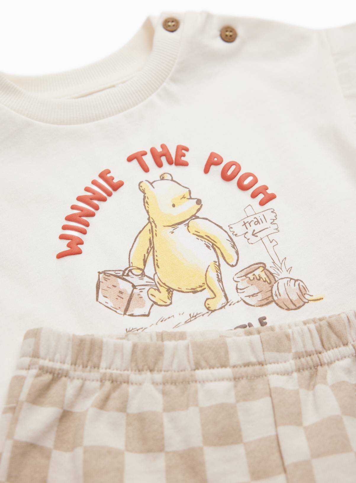 Cream Winnie The Pooh Print T-Shirt & Shorts Set 3-6 months - Image 2